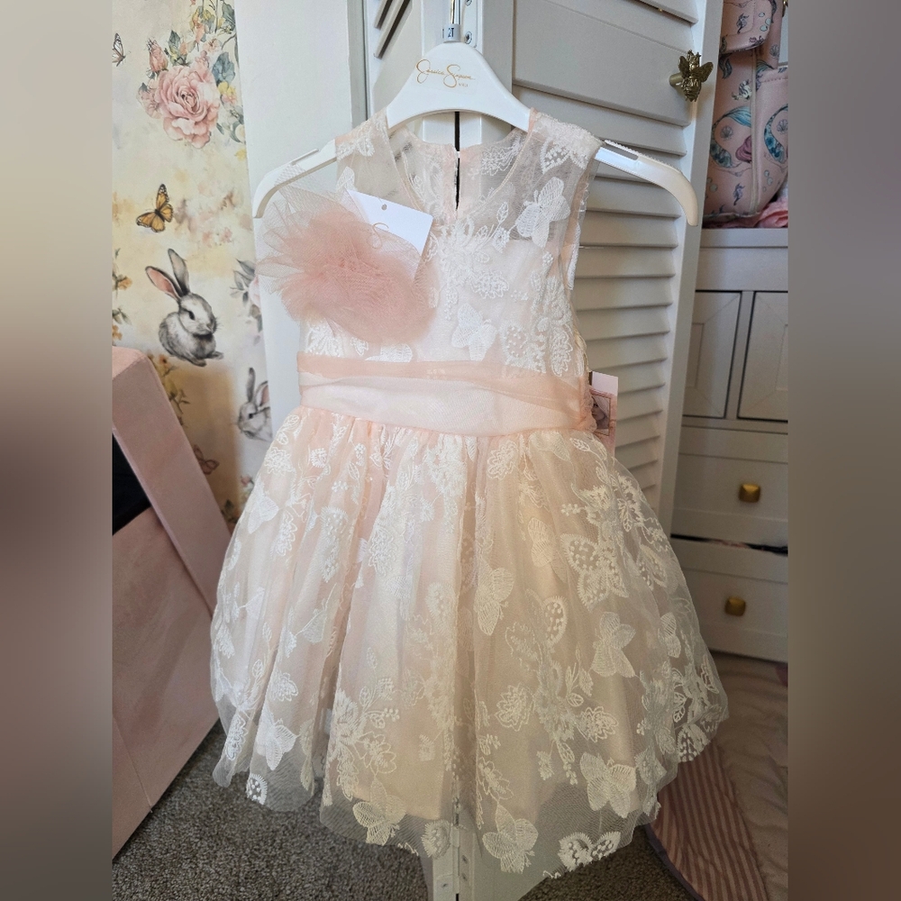 Jessica Simpson Pink Lace Kids Formal Dress | NWT